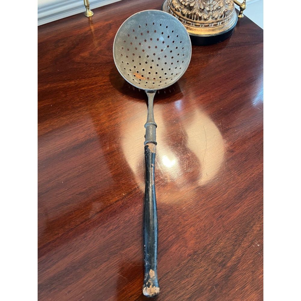 Antique Long Handle Ladle Strainer Slotted Spoon Skimmer 15.5"